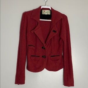 Anthropologie Laureate Lane Original Maroon Wool blazer jacket red medium